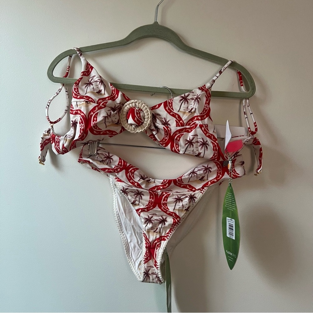 FARM Rio Red and White Bikini Set